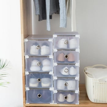 Αναδιπλούμενο πλαστικό κουτί αποθήκευσης Thicken Crate Ρούχα Παπούτσια Συρτάρια Clear Storage Organizer για το σπίτι Εξοικονόμηση χώρου Αξεσουάρ