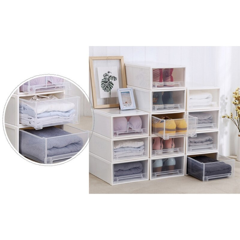 Tip sertar Cutie de depozitare haine din plastic Organizator transparent pentru lenjerie intima Sosete Sutien Machiaj Container cosmetice
