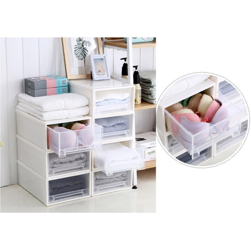 Tip sertar Cutie de depozitare haine din plastic Organizator transparent pentru lenjerie intima Sosete Sutien Machiaj Container cosmetice
