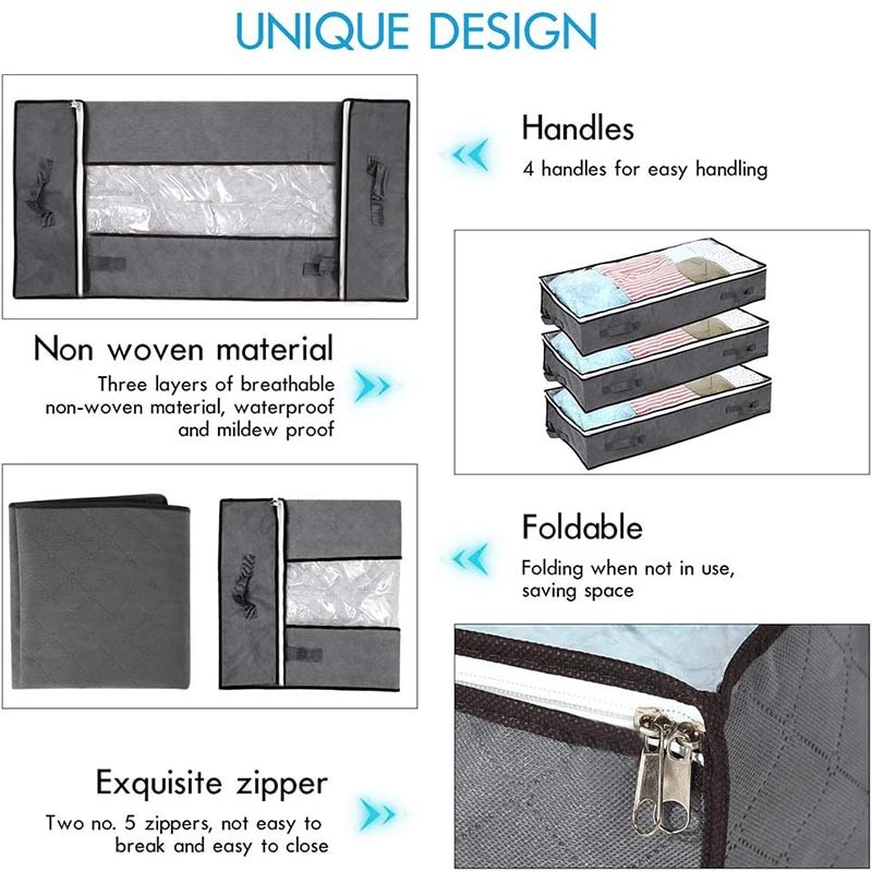 Ágy alatti tároló fiók rendszerező Nem szőtt tárolódoboz Ruházat takarók Cipő Elválasztó Tartály Paplantáskák Tartó Szervező