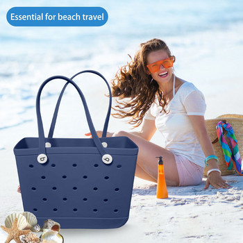 Изключително голяма плажна чанта Лятна EVA кошница Дамска силиконова плажна чанта с дупки Дишаща торбичка Кошница за съхранение
