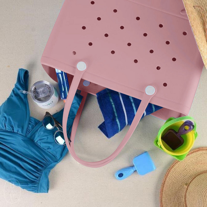 Eriti suur rannakott suvine EVA-korv naiste silikoonist rannakott aukudega hingav kott Ostukorv