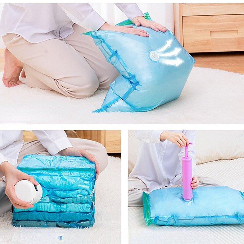Nereikia siurblių vakuuminių maišelių Dideli plastikiniai laikymo maišeliai drabužiams laikyti antklodės kompresiniai tuščių maišelių dangčiai kelionių priedai