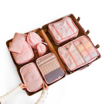 Cuburi de ambalare de călătorie, set de 8/9 piese Cuburi de călătorie Organizator de bagaje Geanta de compresie pentru valiza de călătorie Geantă de călătorie