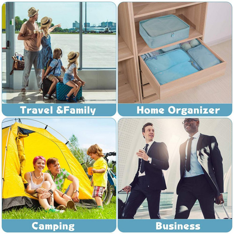 Cuburi de ambalare de călătorie, set de 8/9 piese Cuburi de călătorie Organizator de bagaje Geanta de compresie pentru valiza de călătorie Geantă de călătorie