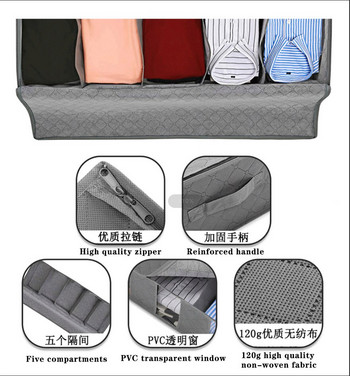 Πτυσσόμενο δοχείο για τσάντες αποθήκευσης κάτω από το κρεβάτι με χερούλια και τσάντες με φερμουάρ που αναπνέουν με διάφανο παράθυρο για ενδύματα παιχνίδια ανακουφιστικά