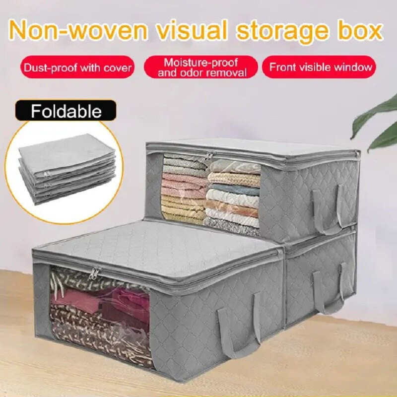 Organizator de dulap cuvertură pliabilă, dulap rezistent la praf, cutie de depozitare nețesute de mare capacitate, haine, jucării, accesorii pentru casă, organizator