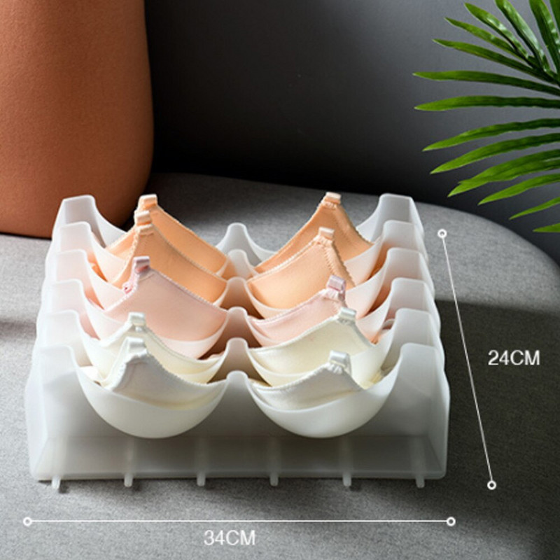 6db/Lot Closet Melltartó rendszerező Ruhásszekrény Női melltartó tartó Műanyag melltartó formát tartó fiókos tároló rendszerező 24*34cm
