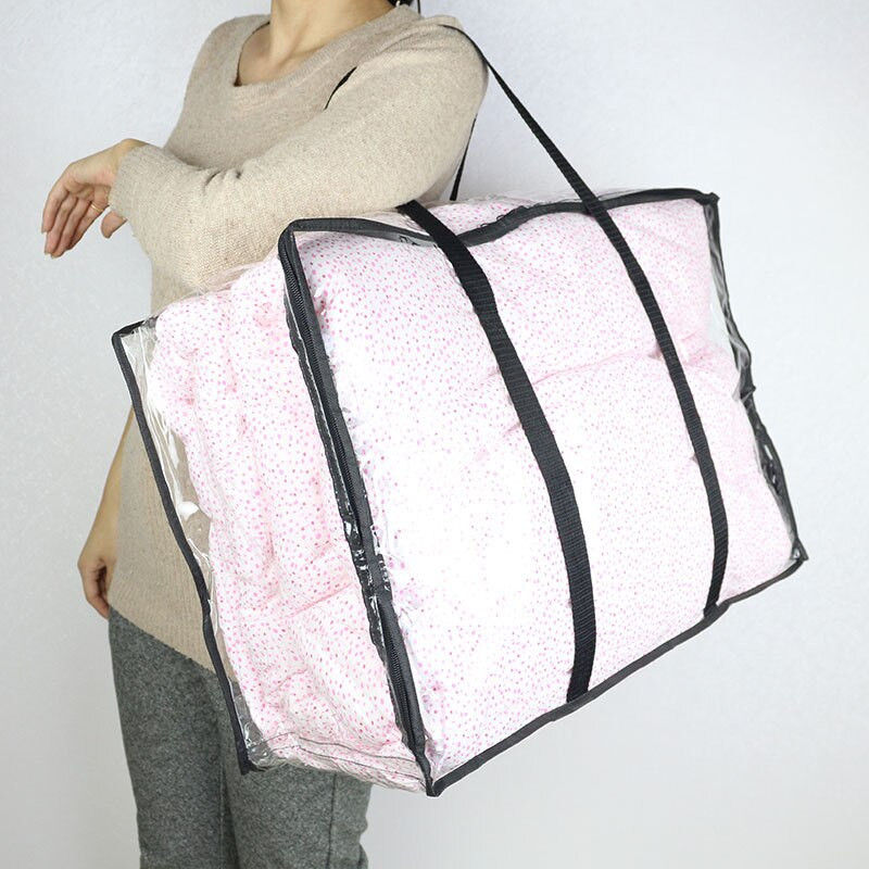 Vastagított átlátszó ruházat paplan tároló táska háztartási gardrób Ruha porzsák Mozgatás Hordozható csomagolótáska Utazási tárolás