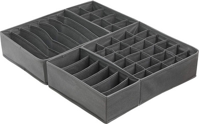 ÚJ Simple House ware Szekrény Fehérnemű Szervező Fiókosztó 4 szett, szürke