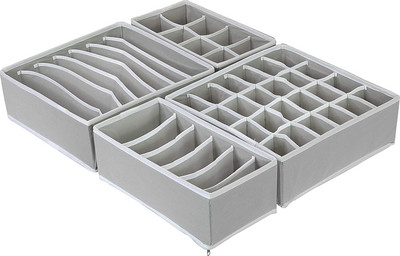 ÚJ Simple House ware Szekrény Fehérnemű Szervező Fiókosztó 4 szett, szürke