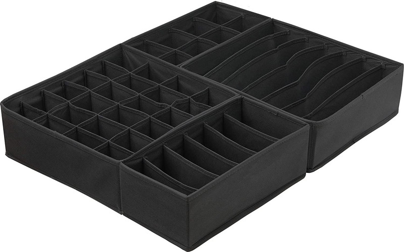 ÚJ Simple House ware Szekrény Fehérnemű Szervező Fiókosztó 4 szett, szürke