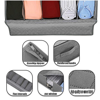 Сгъваема кутия за съхранение на легло от нетъкан текстил, чанта за съхранение на юргани за прозорци, прахоустойчив и влагоустойчив органайзер за гардеробни дрехи
