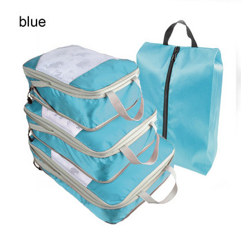 1pc/4pcs Nylon πτυσσόμενη τσάντα αποθήκευσης Ταξιδιωτική τσάντα αποσκευών συμπίεσης συσκευασίας Cube Organizer Χονδρική πώληση για παπούτσια Ρούχα Unisex