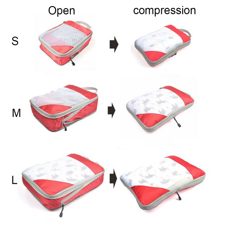 1db/4db Nylon összecsukható tárolótáska Utazási poggyásztáska Kompressziós Csomagoló Kocka Szervező Cipő Nagykereskedelem Ruházat Unisex