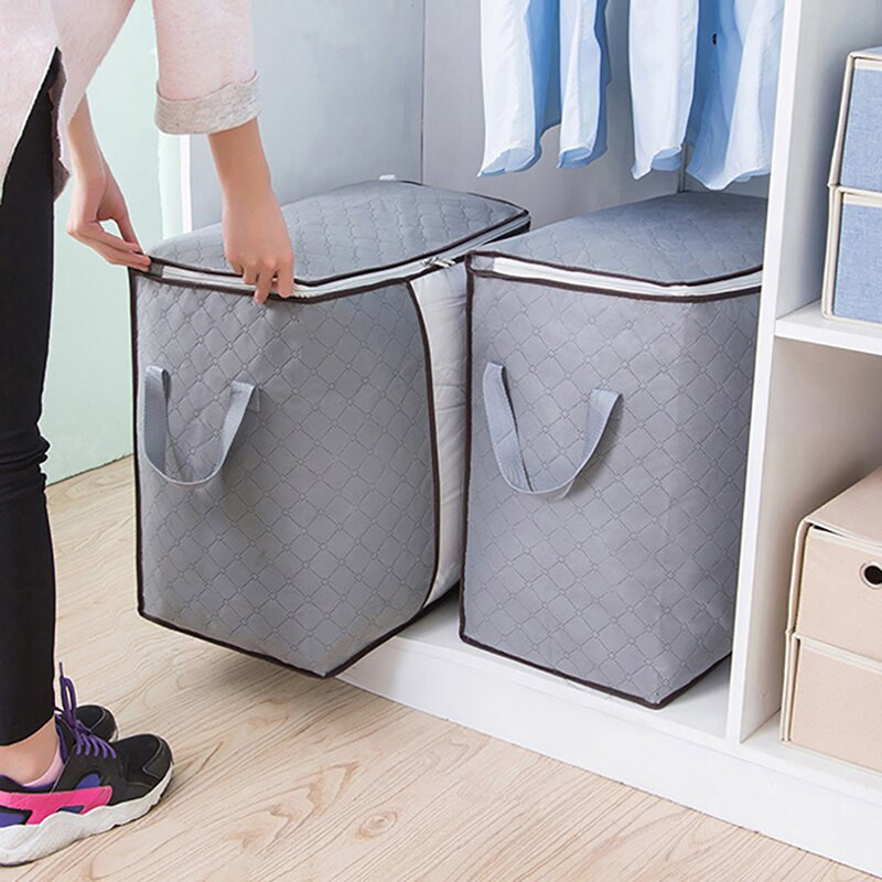 1 bucată dulap pungi de depozitare a hainelor, geantă cu fermoar respirabilă din fibră, pătură și organizator de haine.