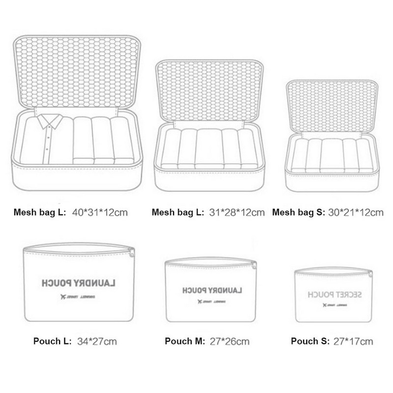 Putna torba za pohranu Set za odjeću Uredan organizator Ormar Kofer torbica Pakiranje Cube Travel Organizer torbica bolsa nepropusna