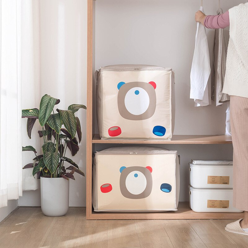 Cutie pliabilă portabilă de îmbrăcăminte cu desene animate, pernă pliabilă, cuvertură, pătură, garderobă, bunuri de uz casnic, depozitare sub pat, capacitate mare