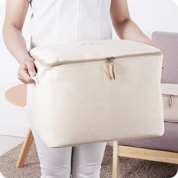 Голяма удебелена платнена кутия за съхранение Японски стил Тъканска чанта с цип Органайзер за съхранение на дрехи
