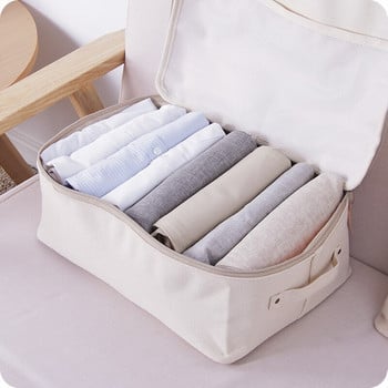 Голяма удебелена платнена кутия за съхранение Японски стил Тъканска чанта с цип Органайзер за съхранение на дрехи