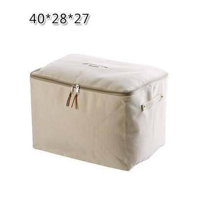Cutie mare de depozitare din pânză îngroșată, în stil japonez, cu fermoar, geantă de depozitare din țesătură Organizator de depozitare a hainelor