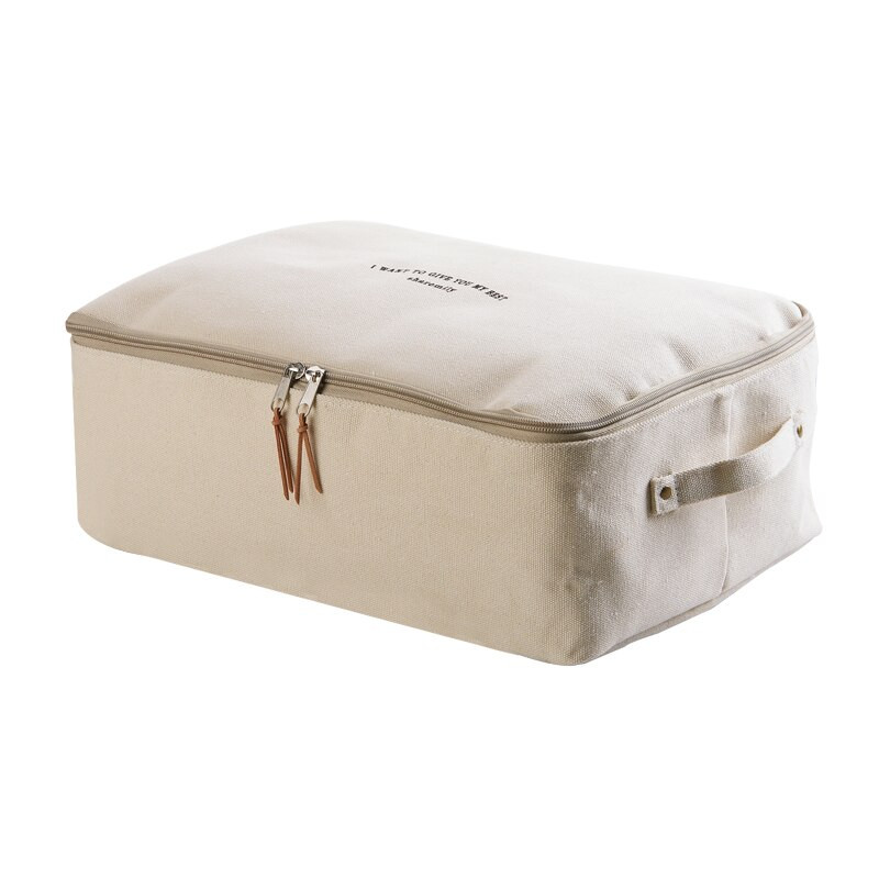 Cutie mare de depozitare din pânză îngroșată, în stil japonez, cu fermoar, geantă de depozitare din țesătură Organizator de depozitare a hainelor