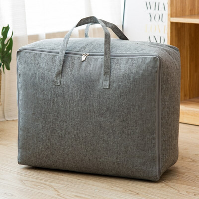 Nagy kapacitású tárolótáska Pamut lenvászon összecsukható paplantáska Vízálló, vastag, hordozható utazási ruházati táska