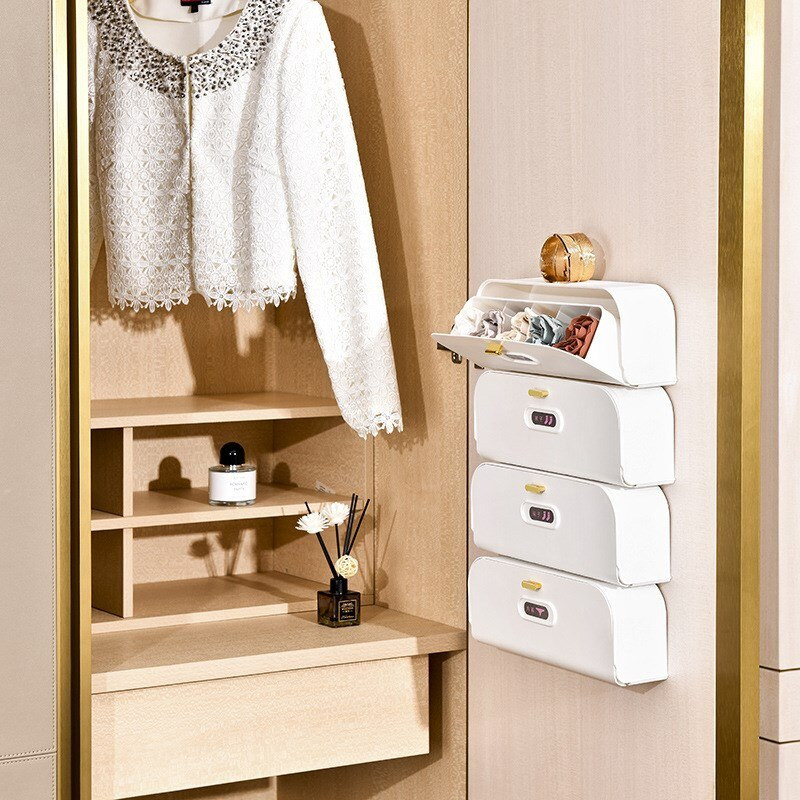 Cutie de depozitare pentru lenjerie de corp, cutie transparentă de depozitare pentru șosete, pentru agățat pe perete, dulap pentru dormitor, organizator pentru lenjerie de corp, dulap