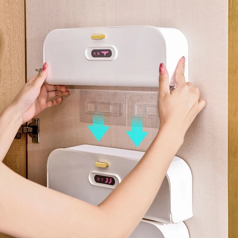 Cutie de depozitare pentru lenjerie de corp, cutie transparentă de depozitare pentru șosete, pentru agățat pe perete, dulap pentru dormitor, organizator pentru lenjerie de corp, dulap