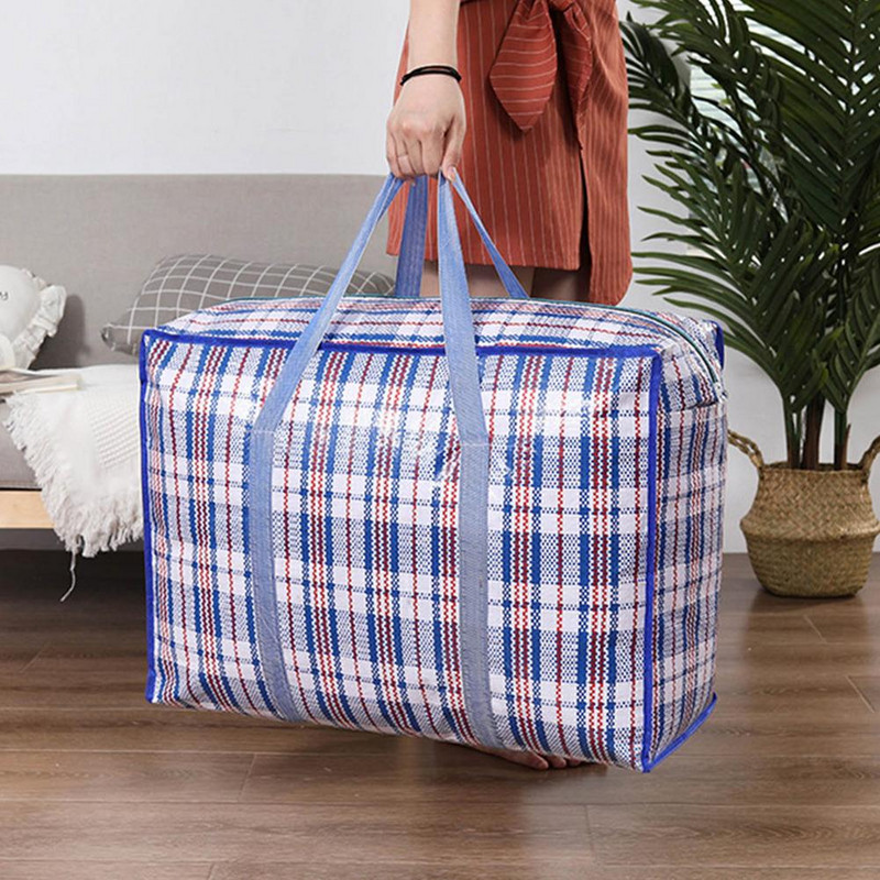 Pesukotid Korduvkasutatav plastikust Jumbo pesu Tõmblukuga Suur tugev Ostlemine Kodu hoiukott Maja kolimiseks Essentials for ladustamiseks