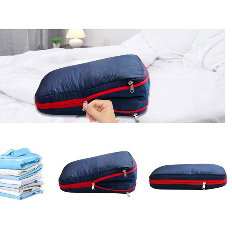 Kétrétegű kompressziós csomagoló kockák Utazási poggyászrendező Összecsukható vízálló nylon ruharendező cipőtároló táska