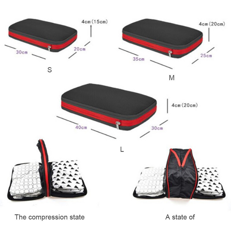 Kétrétegű kompressziós csomagoló kockák Utazási poggyászrendező Összecsukható vízálló nylon ruharendező cipőtároló táska