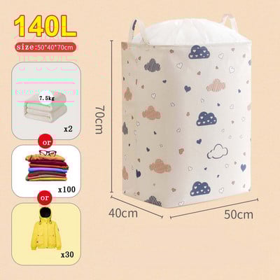 Nem szőtt rajzfilm gerenda száj paplan tároló táska nagy űrtartalmú 140 literes ruhatároló táska porálló gardrób tároló táska 70 cm