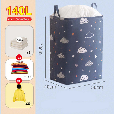Nem szőtt rajzfilm gerenda száj paplan tároló táska nagy űrtartalmú 140 literes ruhatároló táska porálló gardrób tároló táska 70 cm