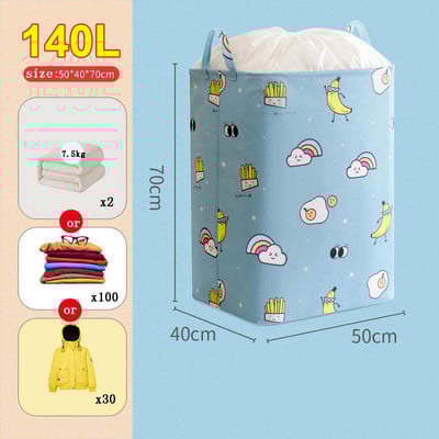 Nem szőtt rajzfilm gerenda száj paplan tároló táska nagy űrtartalmú 140 literes ruhatároló táska porálló gardrób tároló táska 70 cm