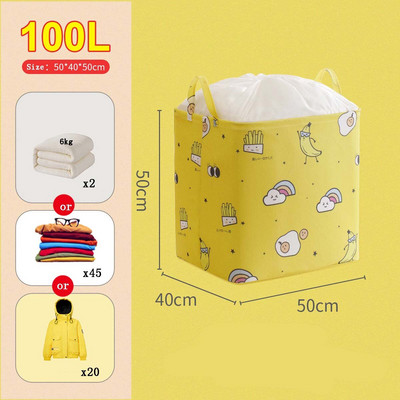 Nem szőtt rajzfilm gerenda száj paplan tároló táska nagy űrtartalmú 140 literes ruhatároló táska porálló gardrób tároló táska 70 cm