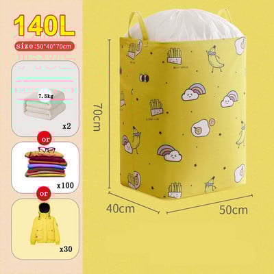 Nem szőtt rajzfilm gerenda száj paplan tároló táska nagy űrtartalmú 140 literes ruhatároló táska porálló gardrób tároló táska 70 cm