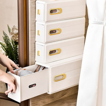 Изтегляща се кутия за съхранение на бельо Органайзер за чорапи Чекмедже Спестете място Кутия за сортиране Домакински домашен гардероб Висяща на стена Кутия за съхранение