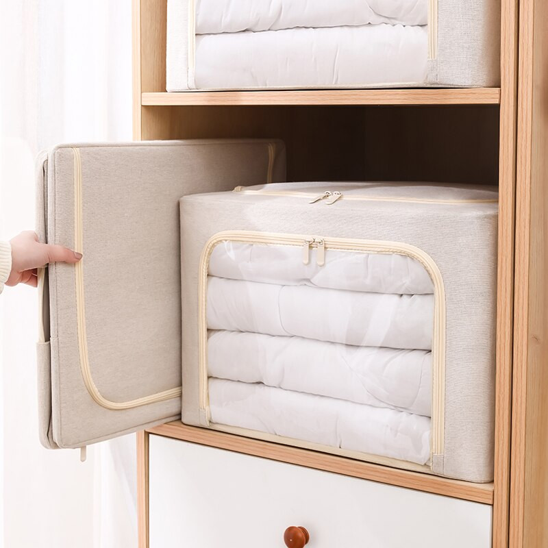 Cutie de depozitare pentru haine de capacitate mare Dulap, geantă organizatoare pentru acasă, pături, container pliabil pentru lenjerie de pat cu fereastră transparentă