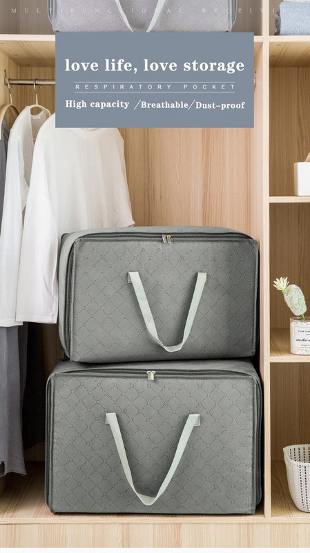 1/2 опаковки Изключително големи чанти за преместване с ципове и дръжки за носене, Устойчива чантичка за съхранение на дрехи Спестяващо място Преместване