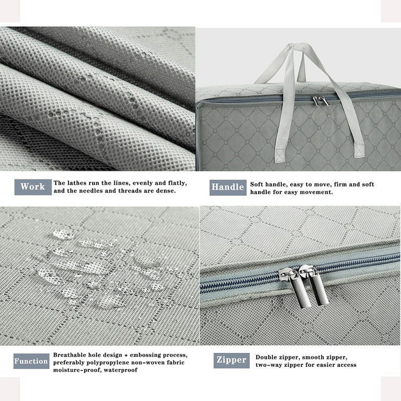 1/2 опаковки Изключително големи чанти за преместване с ципове и дръжки за носене, Устойчива чантичка за съхранение на дрехи Спестяващо място Преместване
