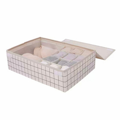 Organizator de lenjerie intima cu 24 de grile Sutien șosete Cutie de depozitare Sertar pliabil Organizator de dulap Rangement Chaussette Opbergbox cu capac