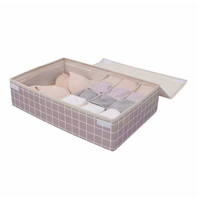 Organizator de lenjerie intima cu 24 de grile Sutien șosete Cutie de depozitare Sertar pliabil Organizator de dulap Rangement Chaussette Opbergbox cu capac