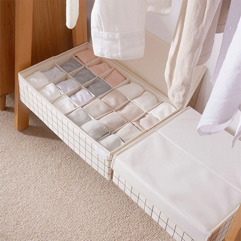 Organizator de lenjerie intima cu 24 de grile Sutien șosete Cutie de depozitare Sertar pliabil Organizator de dulap Rangement Chaussette Opbergbox cu capac
