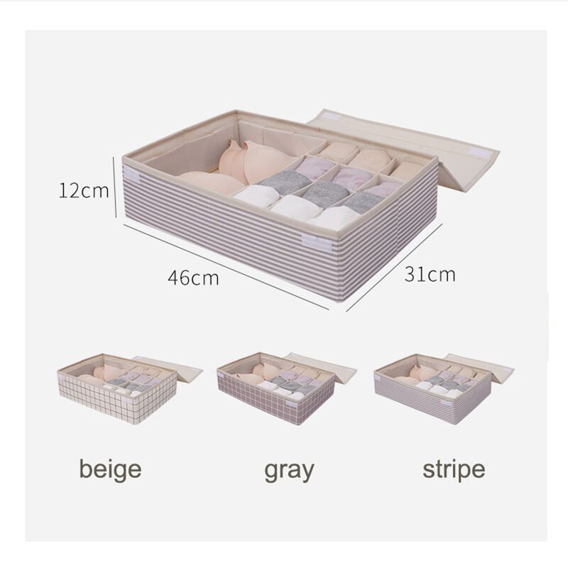 Organizator de lenjerie intima cu 24 de grile Sutien șosete Cutie de depozitare Sertar pliabil Organizator de dulap Rangement Chaussette Opbergbox cu capac