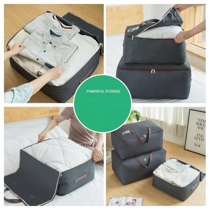 Thicken Oxford Quilt Tárolótáska Otthoni ruhák Kikészítő táska Játék Különféle cikkek Szervező Porálló szekrény Ágyneműtartó Mosható
