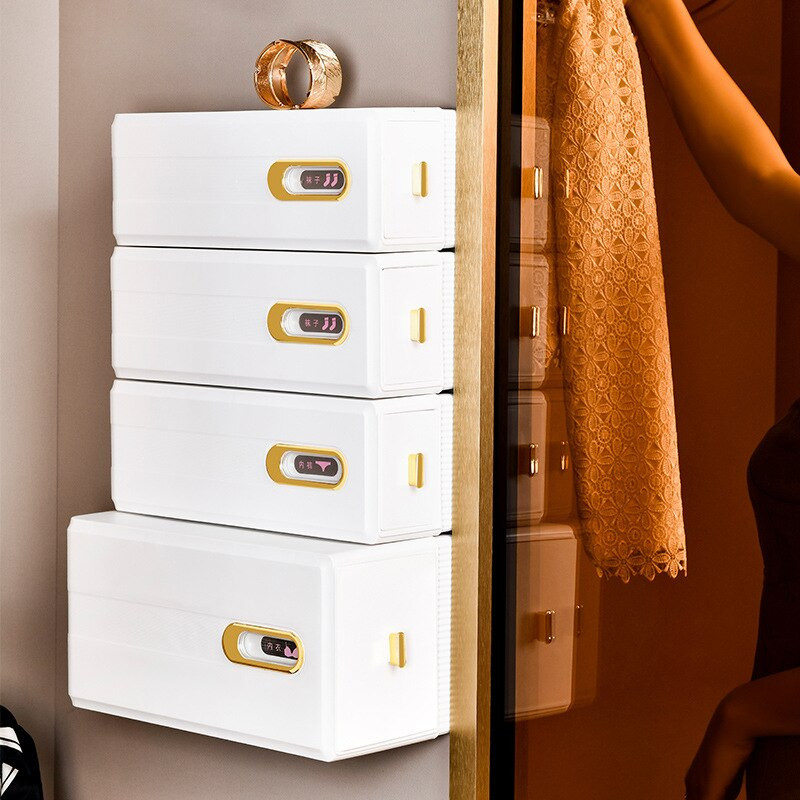 Garderobă, montată pe perete, chiloți, șosete, sertar de depozitare fără pungă, sutiene lipicioase, cravate, organizator de lenjerie de corp, sertar de sortare, cutie de depozitare