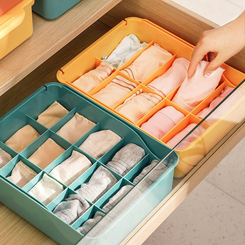 1/10/15 Grid Slide Cover Cutii de depozitare pentru lenjerie de corp cu capac Chiloți Sosete Sutien Sertare Organizator pentru Dulap Dulap Dormitor