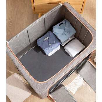 Обикновена едноцветна кутия за съхранение на гардероб от памучно бельо Голям капацитет Кутия за съхранение на домакински вещи Многофункционална кутия за съхранение