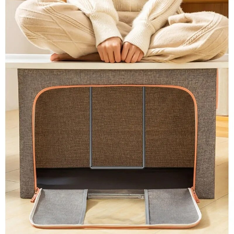 Egyszerű, egyszínű pamutvászon gardrób tárolódoboz, nagy kapacitású háztartási egyéb tárolódoboz, többfunkciós tárolódoboz